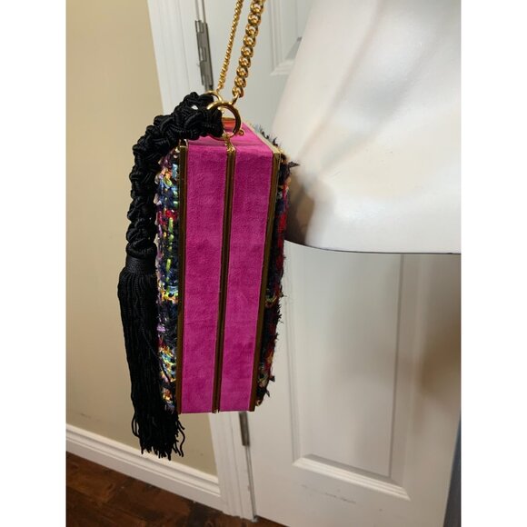 Alessandra Rich Multicolored Tweed Tassel Crossbody Mini Bag - Picture 6 of 10